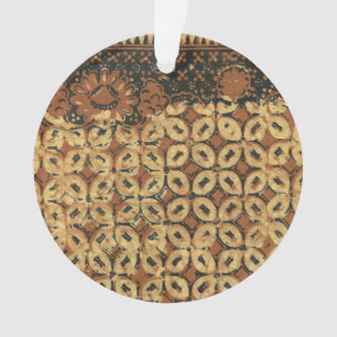 Vintage Indonesian Batik Kawung Pattern Rustic Ornament
