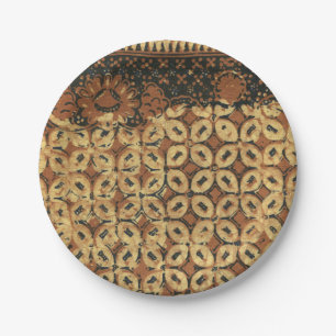 Vintage Indonesian Batik Kawung Pattern Rustic Paper Plates
