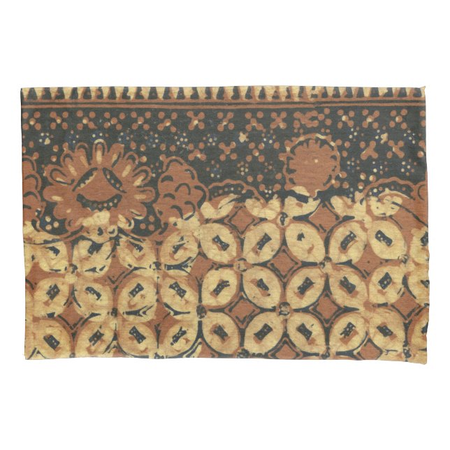 Vintage Indonesian Batik Kawung Pattern Rustic Pillow Case (Front)