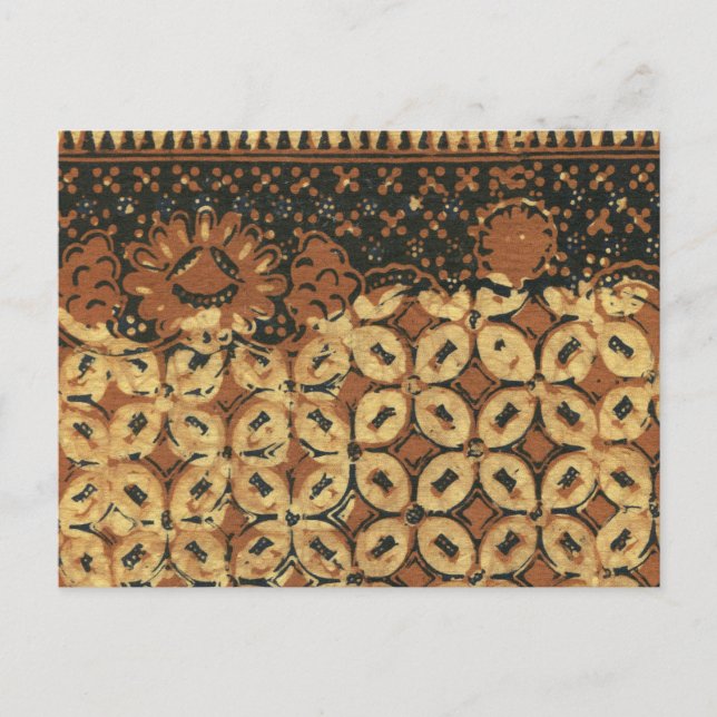 Vintage Indonesian Batik Kawung Pattern Rustic Postcard (Front)