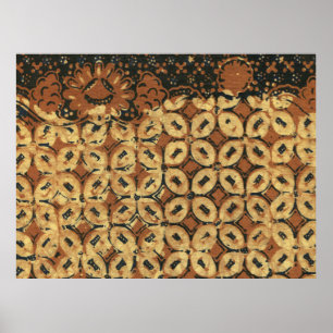 Vintage Indonesian Batik Kawung Pattern Rustic Poster