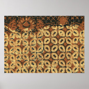 Vintage Indonesian Batik Kawung Pattern Rustic Poster