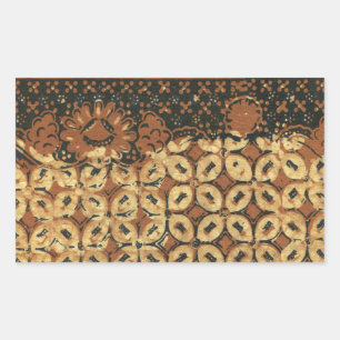 Vintage Indonesian Batik Kawung Pattern Rustic Rectangular Sticker