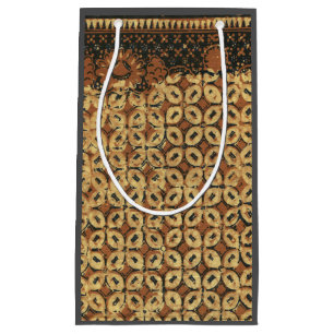 Vintage Indonesian Batik Kawung Pattern Rustic Small Gift Bag