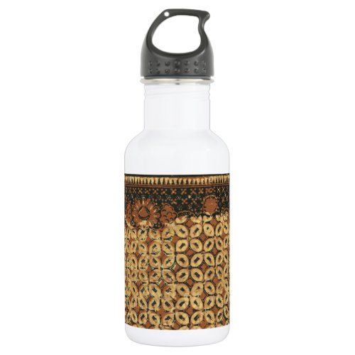 Vintage Indonesian Batik Kawung Pattern Rustic Stainless Steel Water Bottle