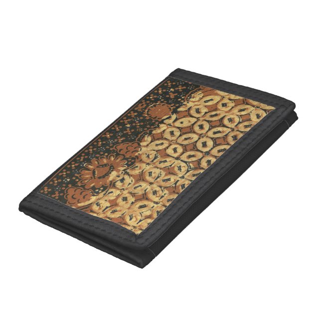 Vintage Indonesian Batik Kawung Pattern Rustic Trifold Wallet (Bottom)