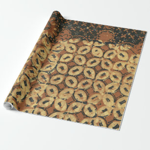 Vintage Indonesian Batik Kawung Pattern Rustic Wrapping Paper