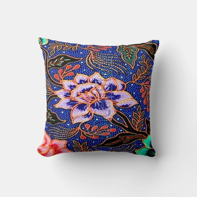 Vintage, Indonesian Batik Throw Pillow (Front)