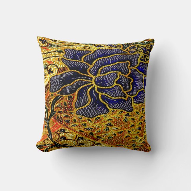 Vintage, Indonesian Batik Throw Pillow (Front)