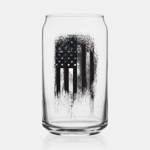 Vintage Industrial American Flag Can Glass