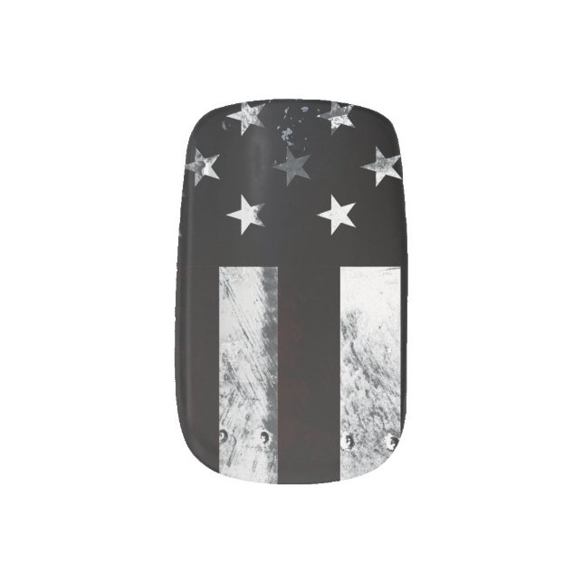 Vintage Industrial American Flag Minx Nail Art (Left Thumb)