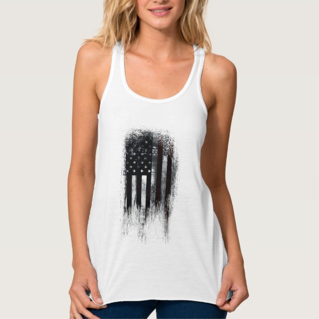 Vintage Industrial American Flag Tank Top (Front)