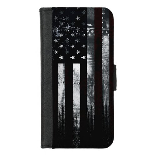 Vintage Industrial American Flag Wallet Phone Case