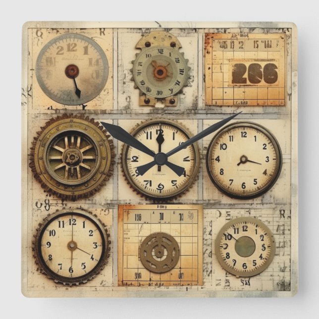 Vintage Industrial Grunge Wall Clock (Front)