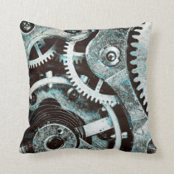 Vintage Industrial Mechanical Gears Steampunk Throw Pillow