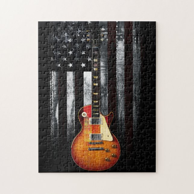 Vintage Industrial Retro Rock American Flag Jigsaw Puzzle (Vertical)