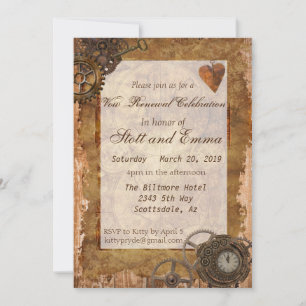 Vintage Industrial Steampunk Vow Renewal Invitation