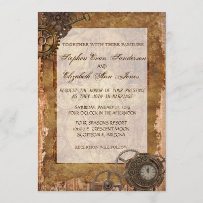 Vintage Industrial Steampunk Wedding Invitation