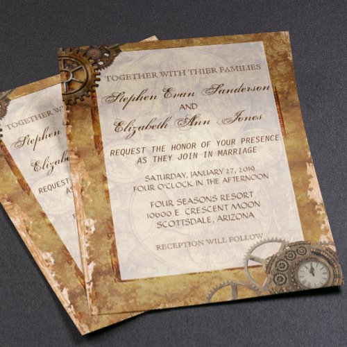 Vintage Industrial Steampunk Wedding Invitation Flyer