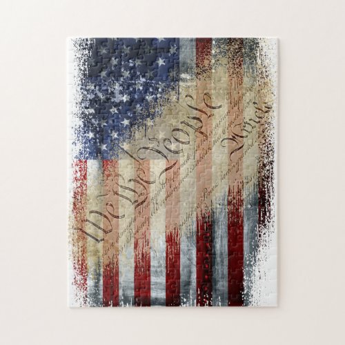 Vintage Industrial We The People American Flag Jigsaw Puzzle