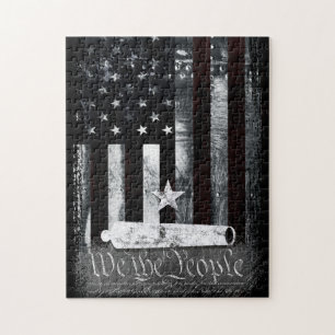 Vintage Industrial We The People Cannon Flag Jigsaw Puzzle
