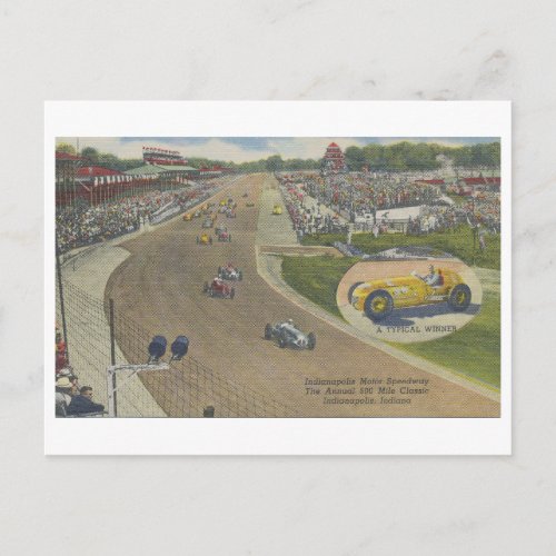 Vintage Indy 500 Indianapolis Motor Speedway Postcard