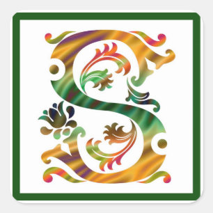 Vintage Initial S - Monogram S Square Sticker