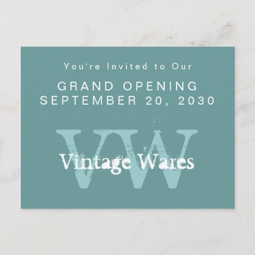 Vintage Initials Business Store Opening Invitation