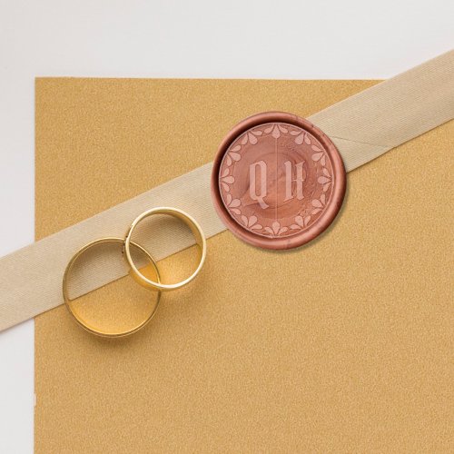 Vintage Initials  Round Frame Wedding Monogram Wax Seal Sticker