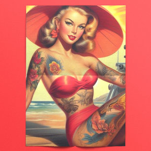 Vintage Inked Girl Tissue Paper