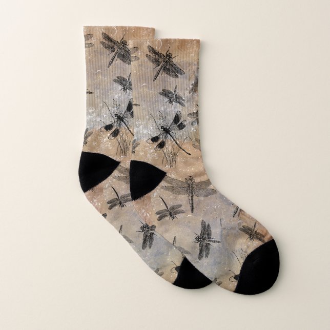 Vintage Insect Distressed Entomology Pattern  Socks (Pair)