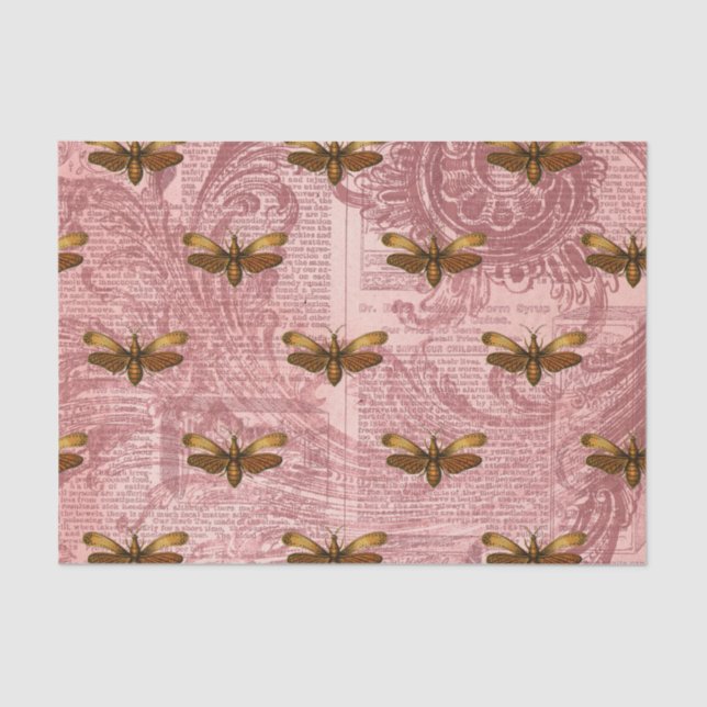 Vintage Insect Ephemera Tissue Paper (Front)