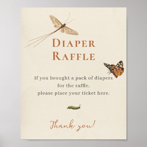Vintage Insects Baby Shower Diaper Raffle Poster
