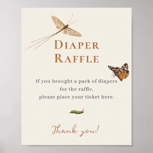 Vintage Insects Baby Shower Diaper Raffle Poster