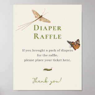 Vintage Insects Baby Shower Diaper Raffle Poster