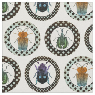 Vintage Insects Colorful Beetles Science Fabric
