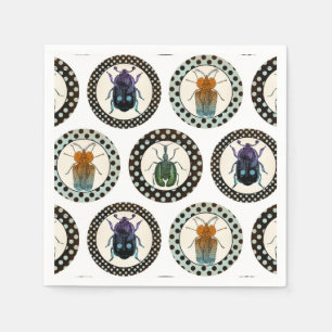 Vintage Insects Colorful Beetles Science Napkins