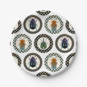 Vintage Insects Colorful Beetles Science Paper Plates