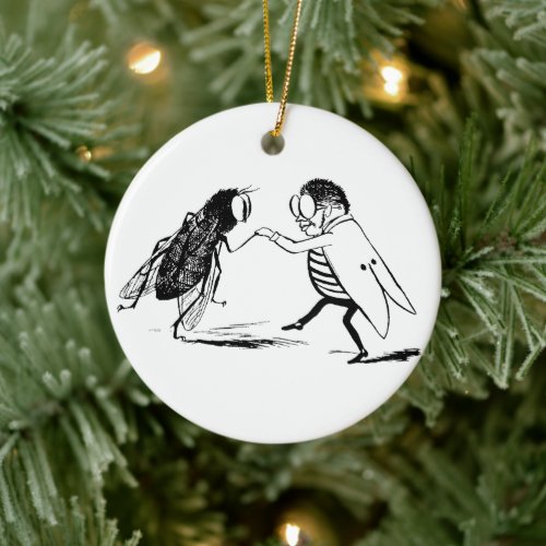 Vintage Insects Dancing; Bluebottle Fly Ceramic Ornament