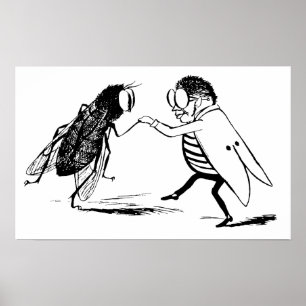Vintage Insects Dancing; Bluebottle Fly Poster