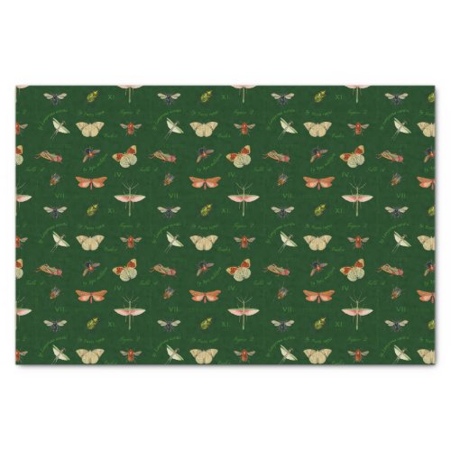 Vintage Insects Decoupage Paper Forest Green