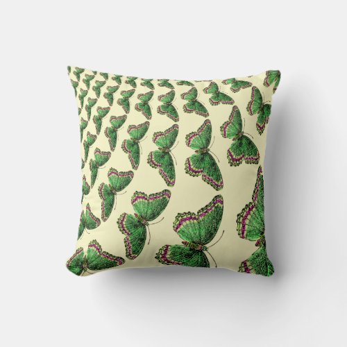 Vintage Insects Entomology Butterflies Pattern Throw Pillow