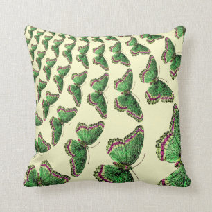 Vintage Insects Entomology Butterflies Pattern Throw Pillow