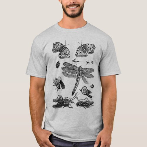 Vintage Insects Entomology Illustration T_Shirt