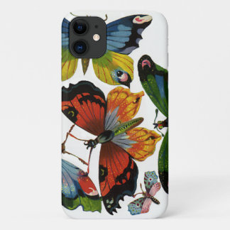 Vintage Insects or Bugs, Beautiful Butterflies iPhone 11 Case