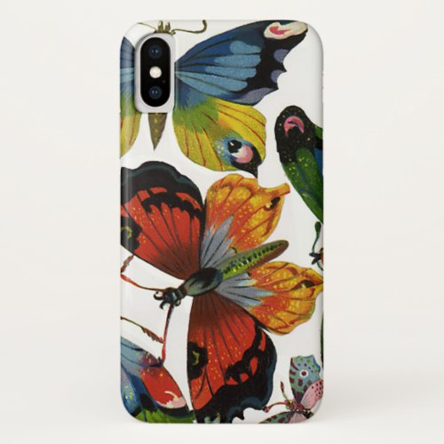 Vintage Insects or Bugs Beautiful Butterflies iPhone X Case