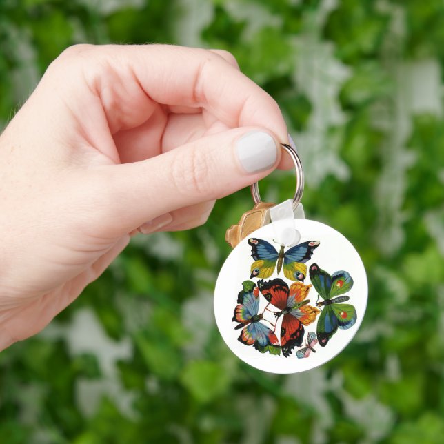 Vintage Insects or Bugs, Beautiful Butterflies Keychain (Hand)