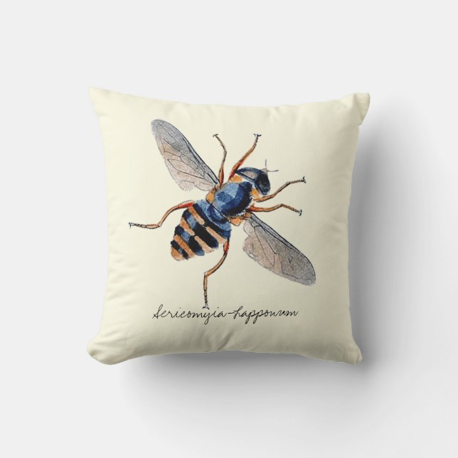 Vintage Insects Scientific Entomology Fly Throw Pillow (Front)