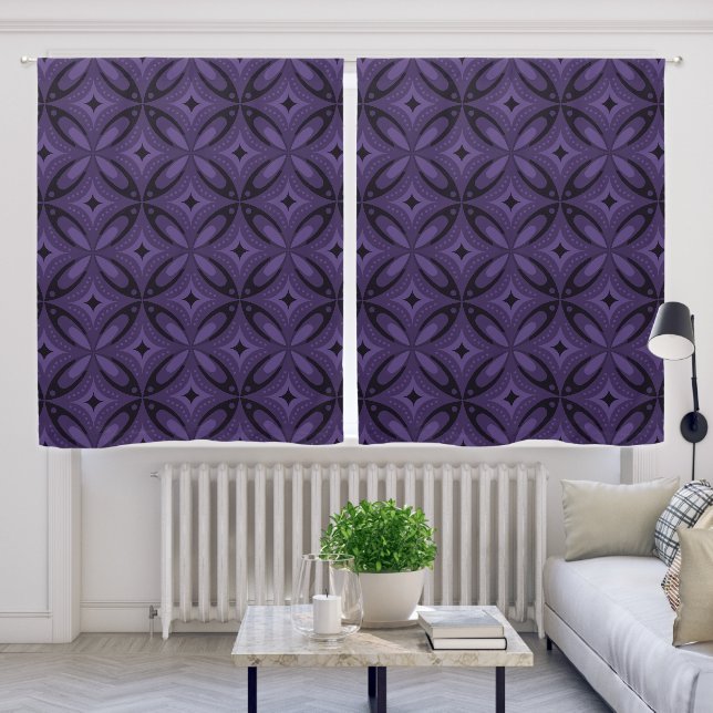 Vintage-Inspired Abstract Geometric Design Blackout Curtains (Living Room)