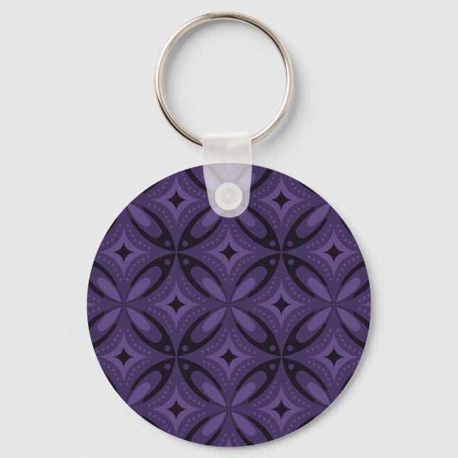 Vintage-Inspired Abstract Geometric Design Keychain (Front)